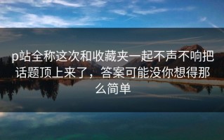 p站全称这次和收藏夹一起不声不响把话题顶上来了，答案可能没你想得那么简单