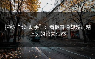 探秘“p站助手”：看似普通却越刷越上头的软文观察